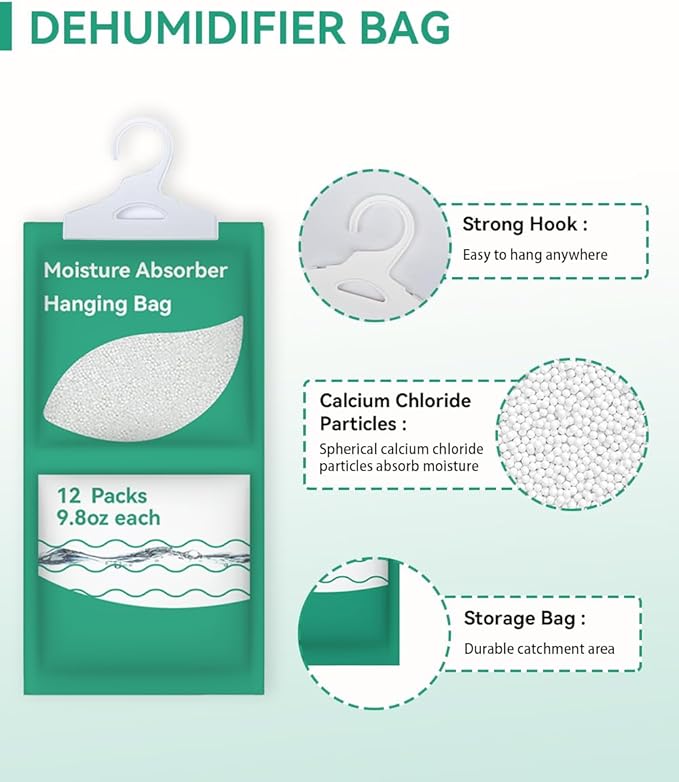 Moisture Absorbers Packets, Fragrance Free, Humidity Packs, Hanging Closet - Image 2