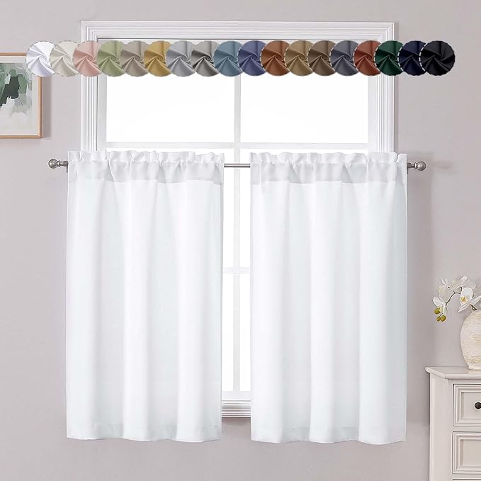 Chyhomenyc Light Filtering Short Curtains 45 Inch Length, Small Kitchen Window by Chyhomenyc