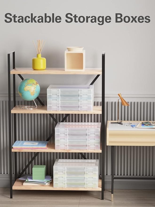 Denkee Large Paper Storage Box, 4 Pack Plastic Scrapbook Paper Storage Organizer - Image 7
