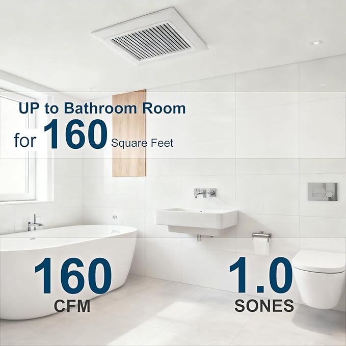 Bathroom Exhaust Fan 160 CFM 1.0 Sone, 6 Inch Duct, Quiet Energy Saving - Image 2