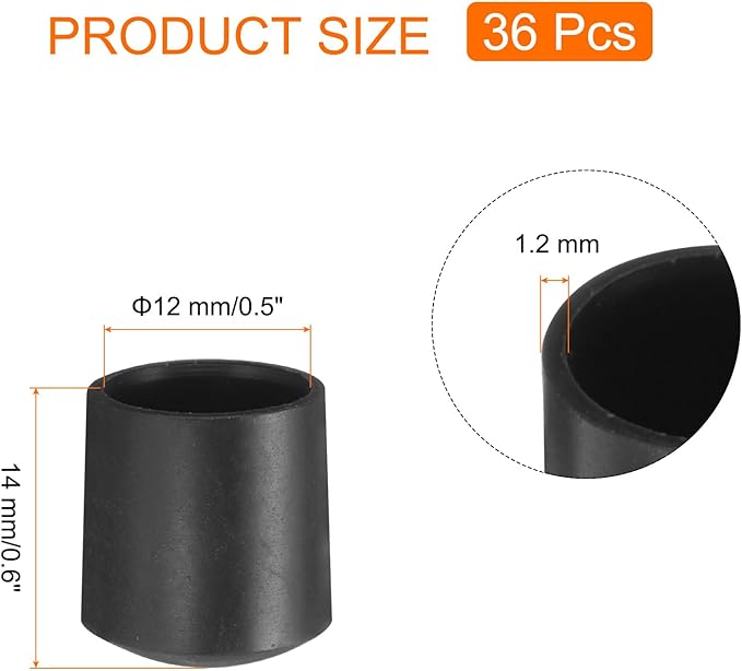 uxcell 36pcs Round Chair Leg Caps 12mm/0.5" PVC Chair Leg Floor Protectors - Image 2
