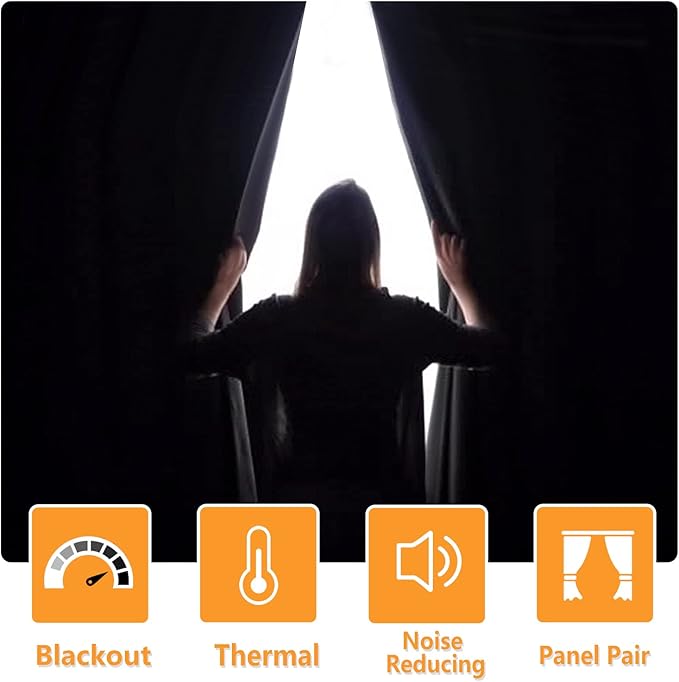 Hiasan Blackout Curtains for Bedroom, 52 x 84 Inches Long - Image 2