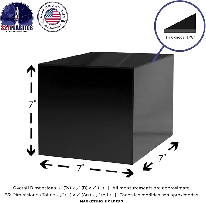Acrylic Display Box with One Open Side 7" Black Versatile Square Plastic - Image 6