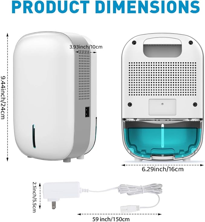 Mini Dehumidifier for Small Bathroom. Quiet. Auto Shut-OFF. Power Off Memory. - Image 2