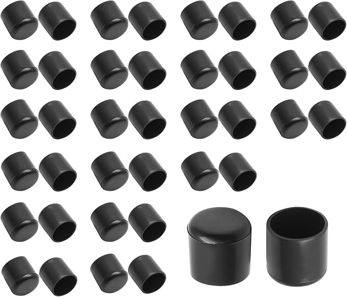40 Pcs Round Rubber Furniture Leg Caps, 3/4" Vinyl Flexible Chair Leg Floor by Bonsicoky