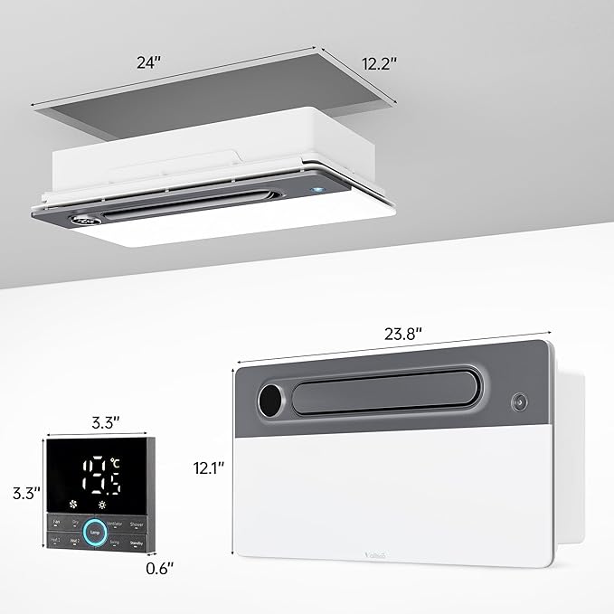 Bathroom Fan with Light and 1900W Heater, 180 CFM Ventilation, Remote Control - Image 3