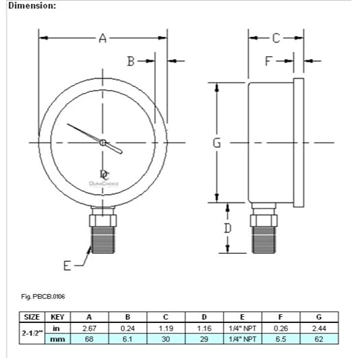 2-1/2" Oil Filled Vacuum Pressure Gauge - Image 7