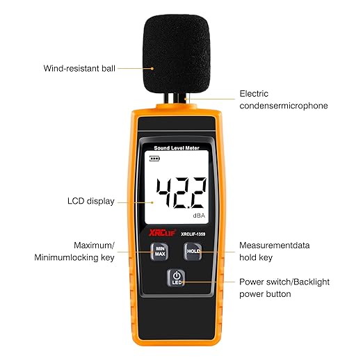 Decibel Meter Sound Level Reader 30-130dB, Hand-held Sound Noise Meter - Image 3