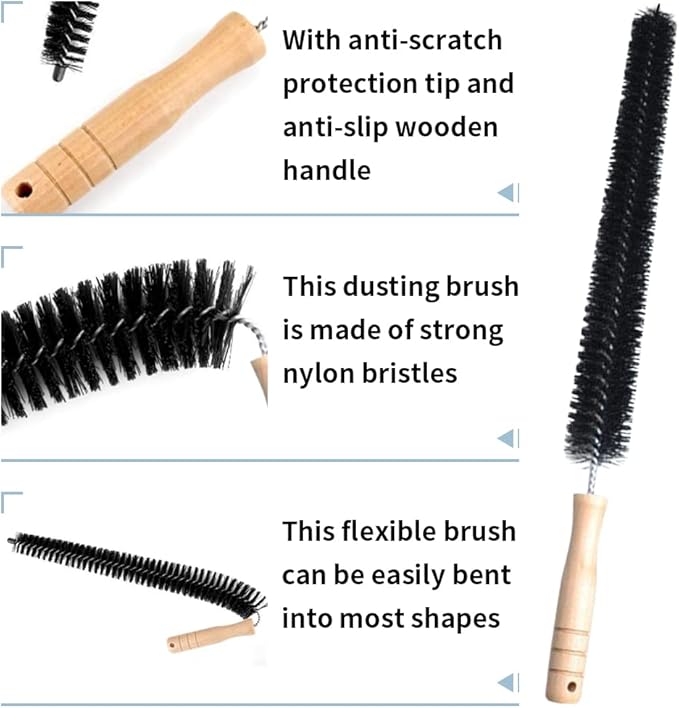 2 Pack Radiator Brush, Dryer Cleaner Vent Brush, 40 cm Long Flexible Pipe - Image 3
