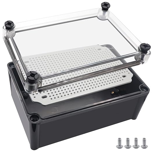 Junction Box, IP67 Waterproof ABS Black Project Box Clear Cover by Otdorpatio