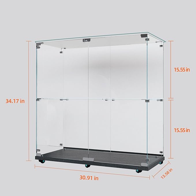 Yoluckea 2 Tiers Glass Display Cabinet - Image 2