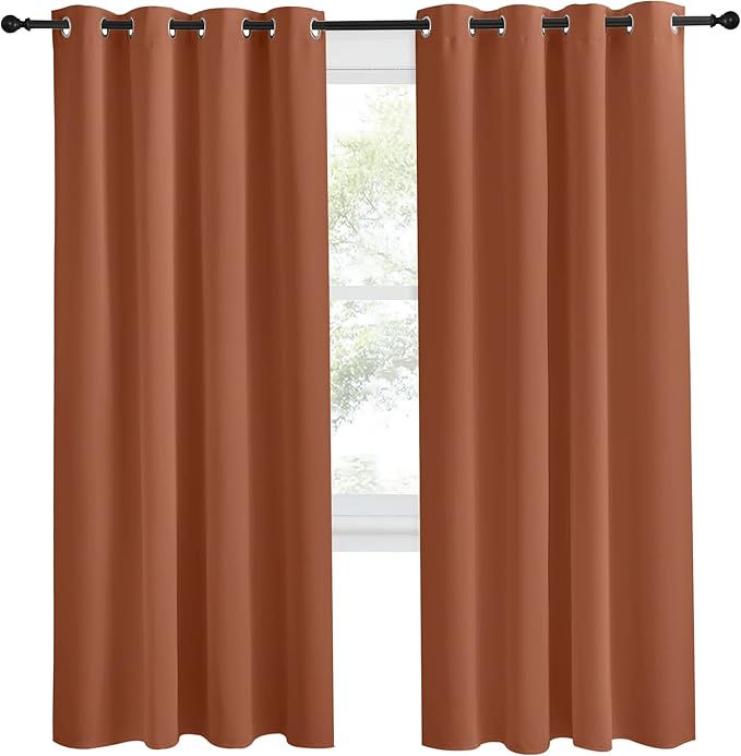 NICETOWN Blackout Burnt Orange Curtain & Drape, W55 x L78, 1 Panel, Room - Image 2