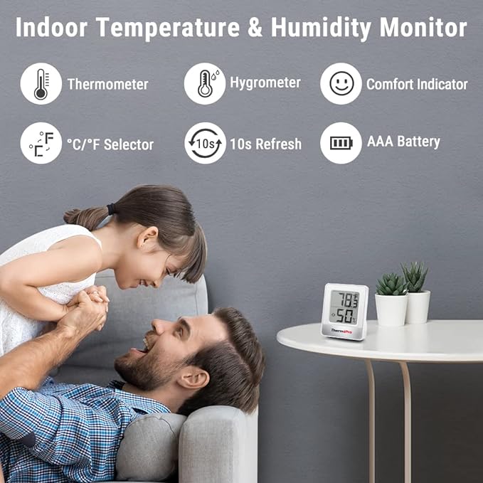 ThermoPro TP49 Digital Hygrometer Indoor Thermometer Humidity Meter Room - Image 2