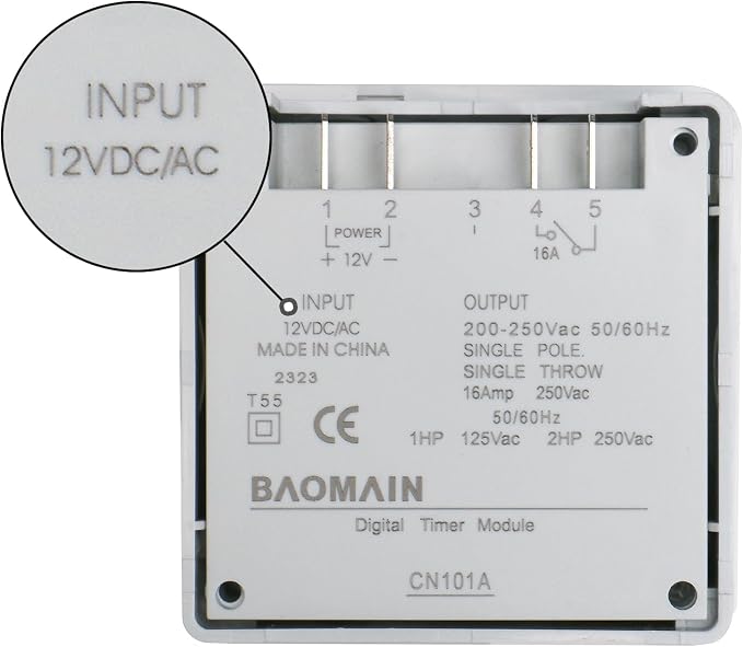 Baomain Time Switch Relay with Waterproof Cover, Digital LCD Programmable Timer - Image 2