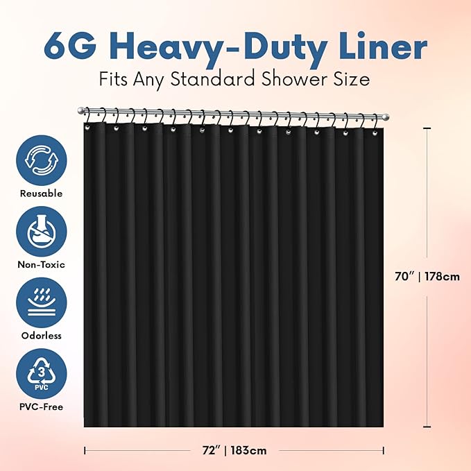 Premium Shower Curtain Liner, 6G PEVA Shower Curtain - Image 2