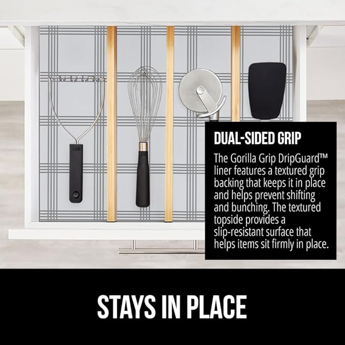 GORILLA GRIP DripGuard Shelf Liner, Non-Adhesive Drawer and Kitchen Cabinet - Image 4