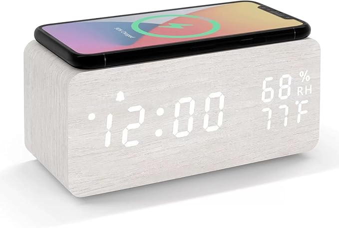 Lancoon Wooden LED Alarm Clock by Lancoon