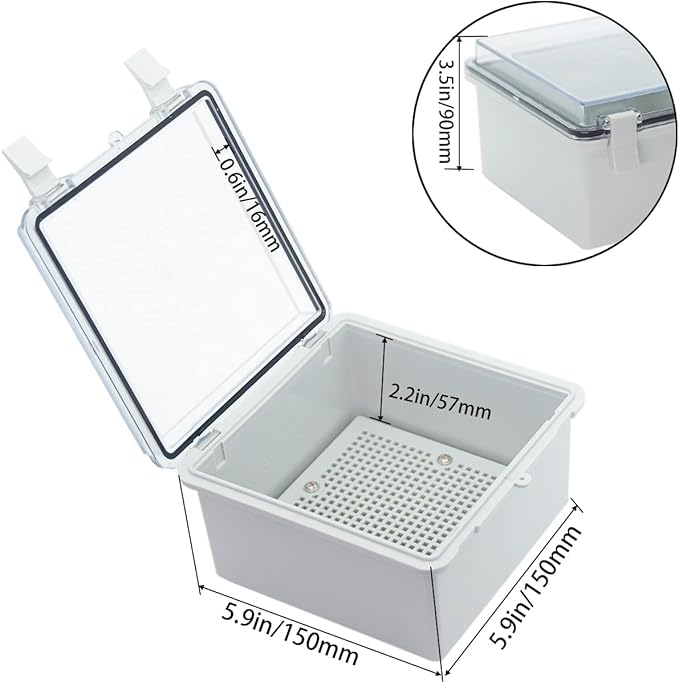 Junction Box, Hinged Clear Cover IP67 Waterproof ABS Project Box - Image 3
