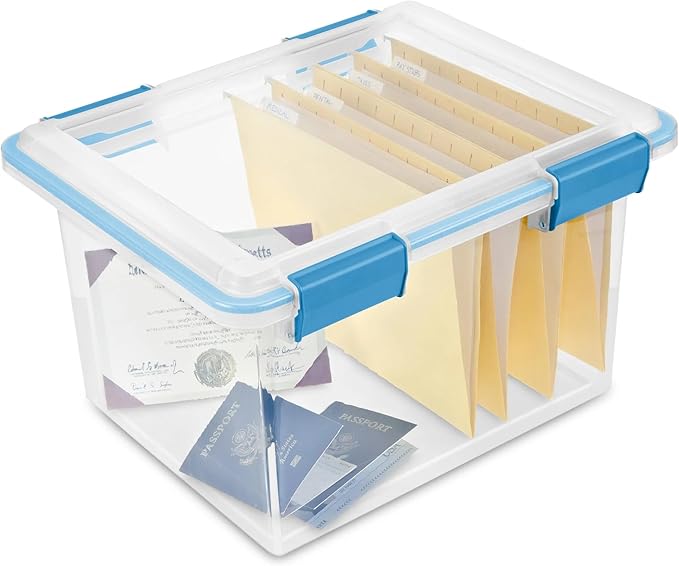 32 Quart Gasket Box, Weather-Resistant Clear File Storage Bin - Image 6