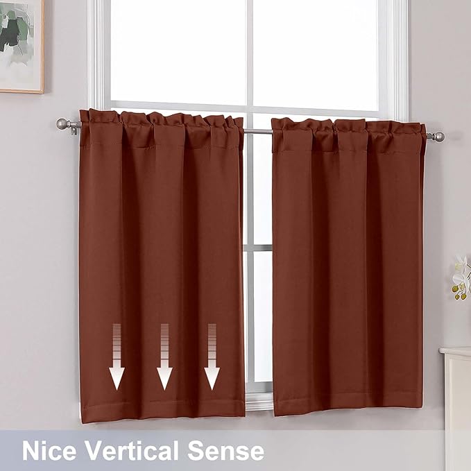 Chyhomenyc Terracotta Short Blackout Curtains 30 Inch Length, Small Kitchen - Image 6