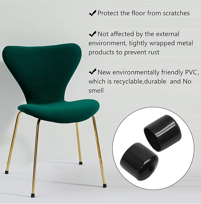 12 Pcs Round Rubber End Caps 1.1" ID Vinyl Flexible Bolt Chair Foot Covers - Image 5