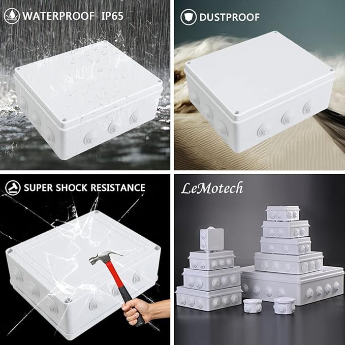 LeMotech ABS Plastic Dustproof Waterproof IP65 Junction Box Universal - Image 7