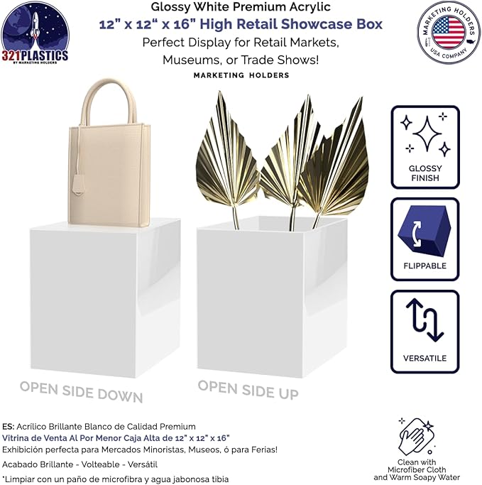 12" x 12" x 16" White Acrylic Display Box - Image 4