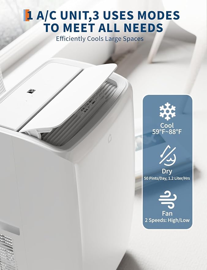 14000 BTU Portable Air Conditioner - 3 in-1 AC Unit - Image 5