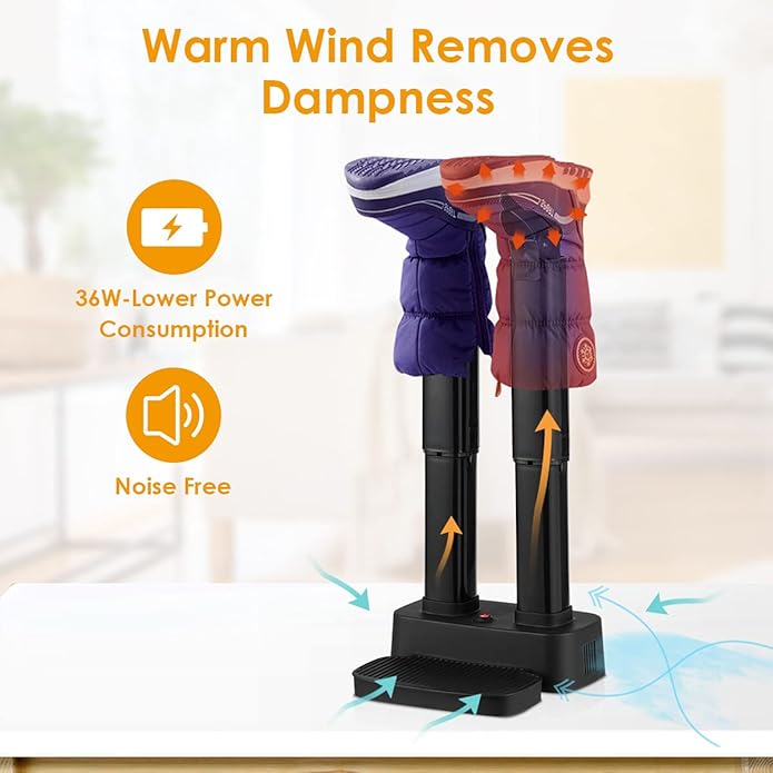 COSTWAY Electric Shoe Dryer, Double Free-Retractable Tubes - Image 4