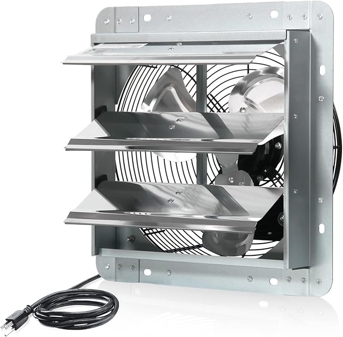 KEN BROWN 12 Inch Shutter Exhaust Fan Wall Mounted, Aluminum by KENBROWN