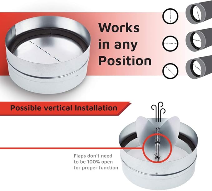neverest® RK 8" Backdraft Shutter Damper Connector Duct Professional - Image 2