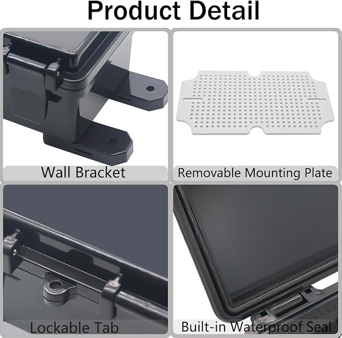 Junction Box, Hinged Black Clear Cover IP67 Waterproof ABS Project Box - Image 4