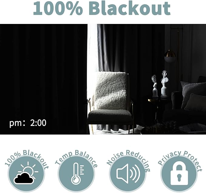 BGment Short 100% Blackout Curtains - Image 5