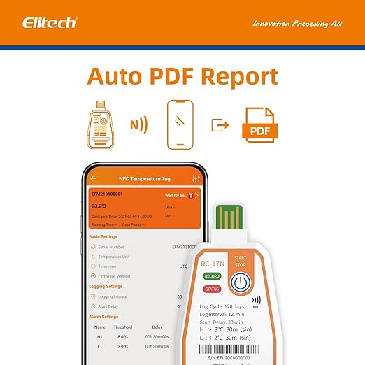 Elitech 20Pack USB/NFC PDF Data Logger Recorder Single-use Disposable, - Image 6