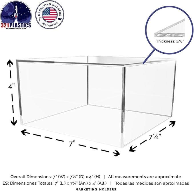 4 Pack Clear Acrylic Display Box Versatile 5 Sided Pedestal No Lid 7" x 7.25" x - Image 6