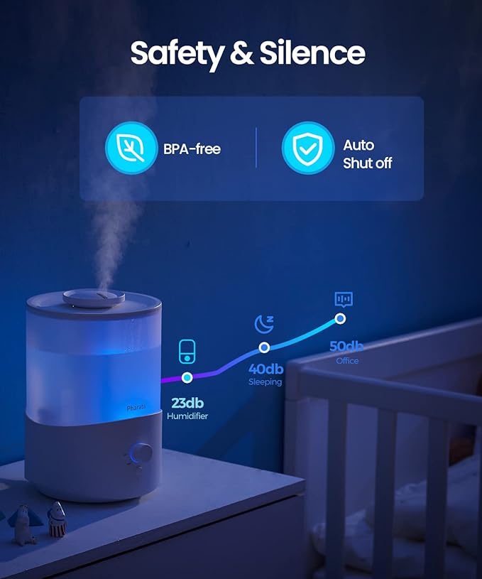 Humidifiers for Bedroom Large Room, 2.5L Cool Mist Humidifier - Image 6
