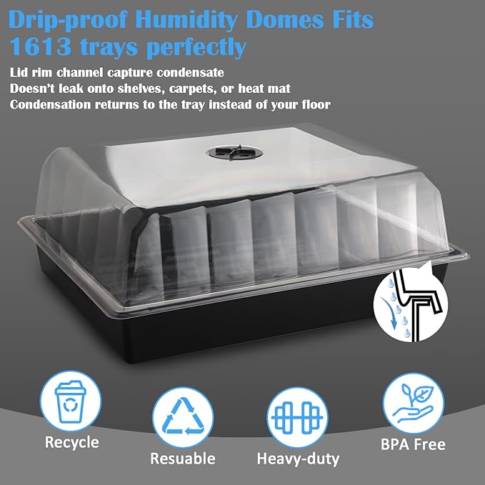 10-Pack Leak-Proof Humidity Domes, Plastic Clear Seed Starter Dome, Seed - Image 2