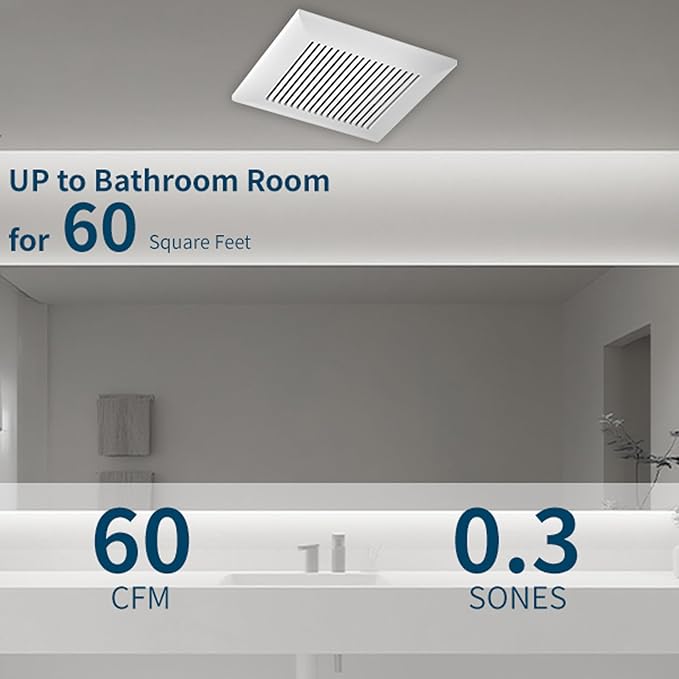 Tech Drive Bathroom Exhaust Fan 60 CFM, 0.3 Sone, 4-Inch Duct, No Attic Access - Image 3