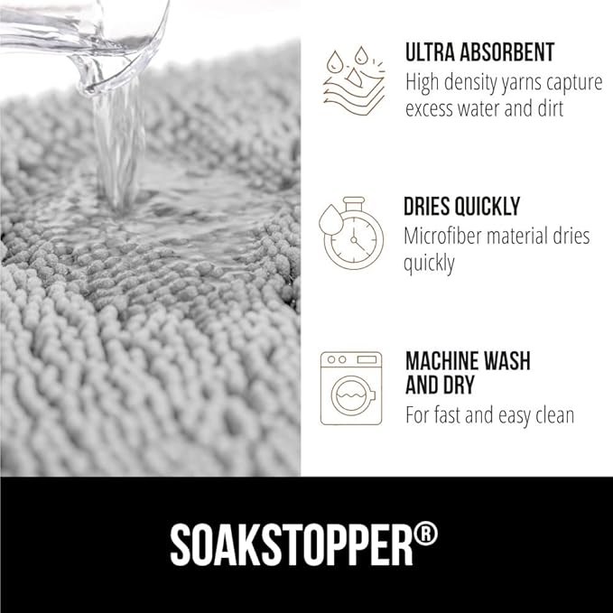 GORILLA GRIP SOAKSTOPPER Dog Door Mat, 48x30 Machine Washable Rug Absorbent - Image 4