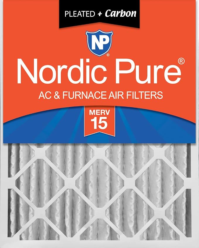 Nordic Pure 16x24x4 Pleated MERV 15 Plus Carbon Air Filter 1 Pack | Actual by NordicPure