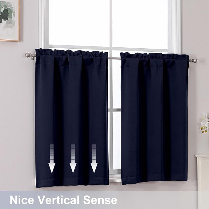 Chyhomenyc Navy Blue Short Blackout Curtains 36 Inch Length, Small Kitchen - Image 6