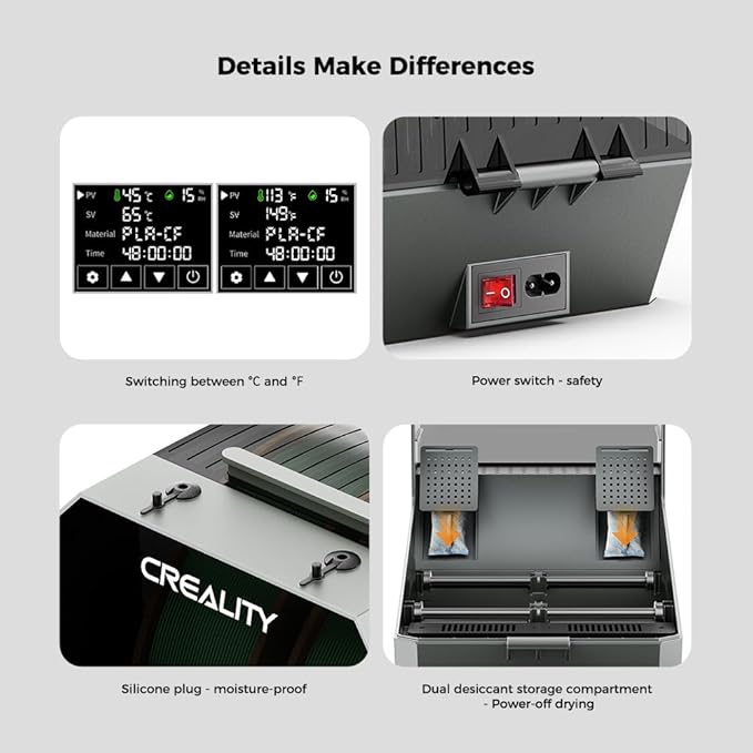 Crelity Space Pi Filament Dryer Plus, 2 Spool 3D Printer Filament Dryer Box - Image 7