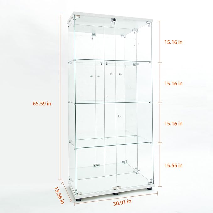 Yoluckea 4 Tiers Glass Display Cabinet - Image 2