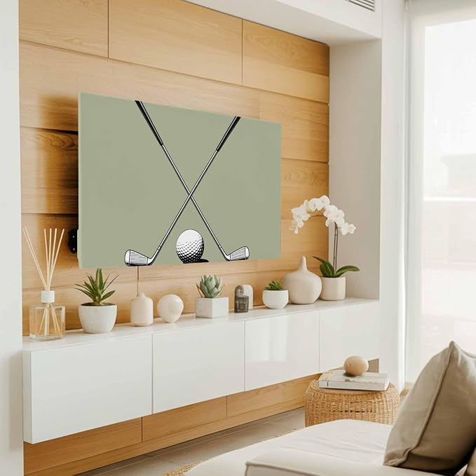 Gradient Sage Green Indoor TV Cover, Elastic TV Screen Protector Cartoon Golf - Image 2