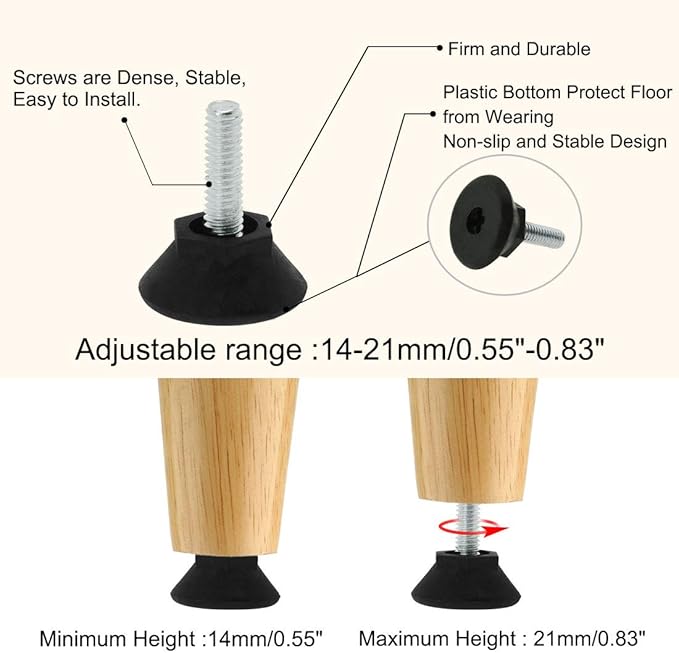 uxcell M6 x 17 x 24 Screw on Leveling Feet Adjustable Leveler Floor Protector - Image 4