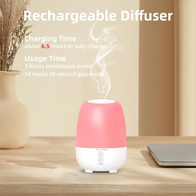150ML Rechargeable Battery Operated Essential Oil Diffuser, 7-Hour Runtime - Image 2