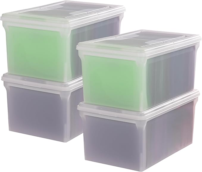 IRIS USA File Box, File Organizer w/Hinged Split Lid by IRISUSA