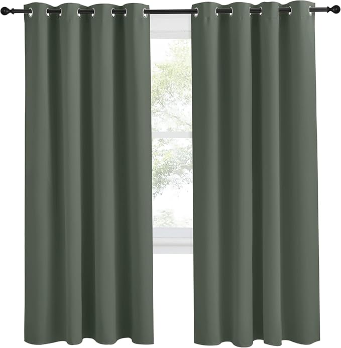 NICETOWN Blackout Curtain for Living Room 78 inch Long, 1 Panel, Dark Mallard - Image 2