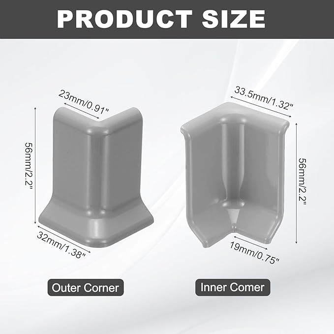 uxcell Self Adhesive Baseboard Corner Blocks, 2.2 Inch Wall Edge Corner - Image 2