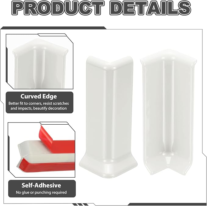 uxcell Self Adhesive Baseboard Corner Blocks, 2.2 Inch Wall Edge Corner - Image 4